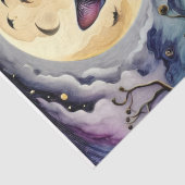 紫とモダン青のデコパージュに登場する猫と月 薄葉紙 (詳細)