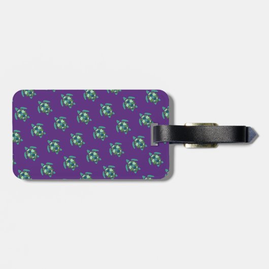 紫とモノグラムのウミガメの姿|過去記事 ラゲッジタグ (裏面横)