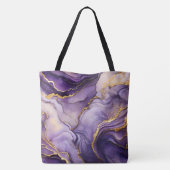 紫とユニーク金ゴールド大肩トート トートバッグ (裏面)