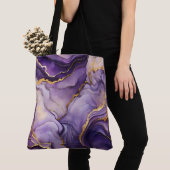 紫とユニーク金ゴールド大肩トート トートバッグ (クローズアップ)