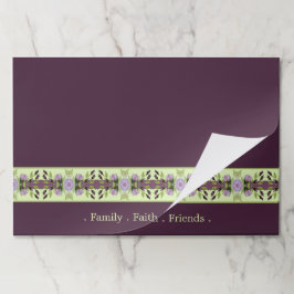 紫とライトグリーンフローラ紙ランチョンマット ペーパーパッド