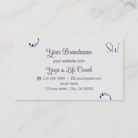 紫とライトグレモダンイ華美モノグラム 名刺 (裏面)