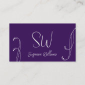 紫とライトグレモダンイ華美モノグラム 名刺 (正面)