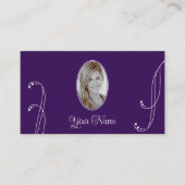 紫とライトグレーとポートレート写真華美 名刺 (正面)