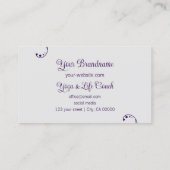 紫とライトグレー華美ポートレート写真 名刺 (裏面)