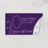 紫とライトグレー華美ポートレート写真 名刺 (正面)