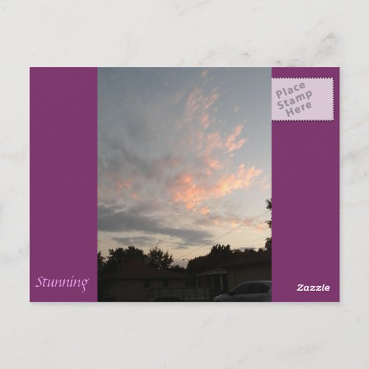 紫とライトブルースカイ雲はがき ポストカード (裏面)