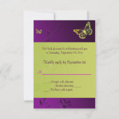 紫とライムのフローラ蝶の返信カード 出欠カード (裏面)