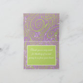 紫とライムのペイズリー結婚のテーマ サンキューカード (内部)