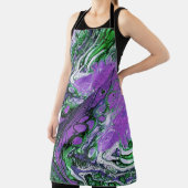 紫とライムグリーンの抽象芸術渦 エプロン (インサイチュ)
