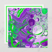 紫とライムグリーン大理石の流体アート (正面/裏面)