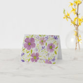 紫とライラックの花柄のメモ/グリーティングカード カード (黄色い花)