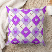 紫とラベンダーのアーガイルハート クッション (ブランケット)