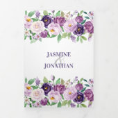 紫とラベンダーウォーターカラーバラ結婚ズ | 三つ折り招待状 (カバー)