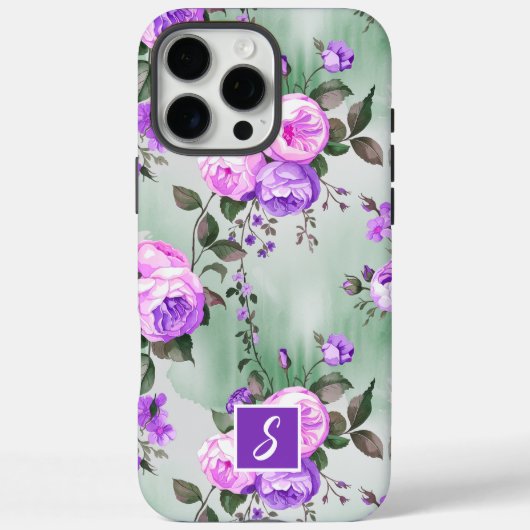 紫とラベンダーモノグラムフローラ Case-Mate iPhoneケース (裏面)