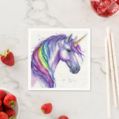 紫とレインボーファンタジーユニコーン水色 スタンダードカクテルナプキン (インサイチュ)