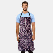 紫と丹ダマスクの高級な継ぎ目のない模様 エプロン (着用した状態)