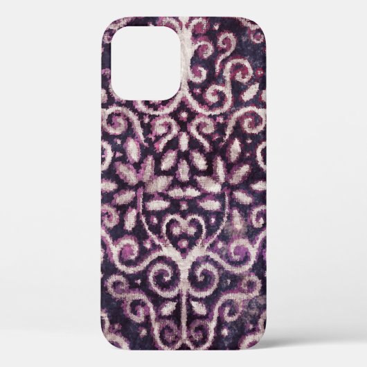 紫と丹ダマスクの高級な継ぎ目のない模様 Case-Mate iPhoneケース (裏面)