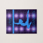 紫と体操選手との体操パズル。 ジグソーパズル (横)