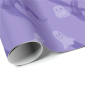 紫と可愛い幽霊飛んでいるの薄紫 ラッピングペーパー (ロールコーナー)
