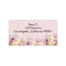 紫と埃の多いピンクの花のフローラ ラベル