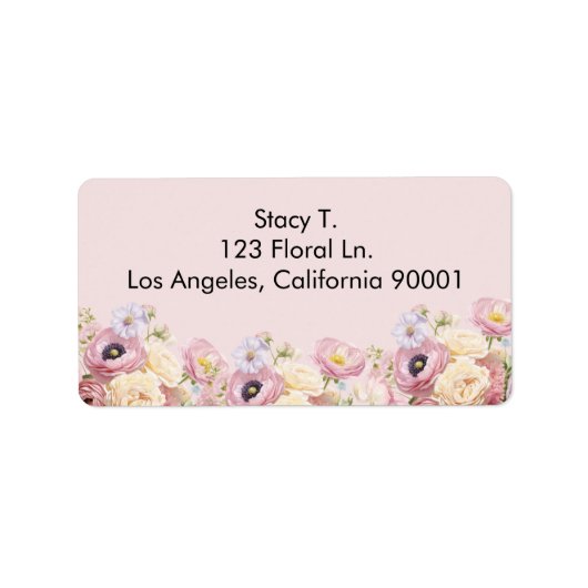 紫と埃の多いピンクの花のフローラ ラベル (正面)