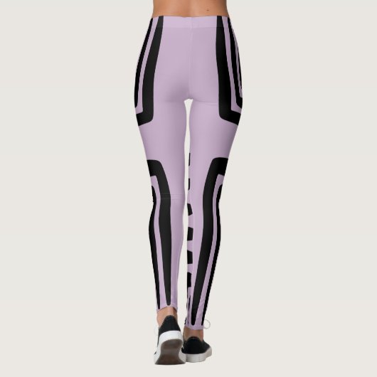 紫と太い黒のアフリカライン レギンス (裏面)