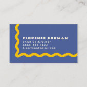 紫と日当たりの良い黄色の波型フレーム 名刺 (正面)