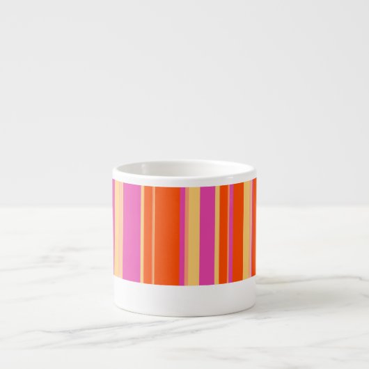 紫と明るいオレンジのストライプのコーヒーエスプレッソマグ エスプレッソカップ (正面)