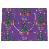 紫と明メリーるいクリスマスツリーのプレゼント ラージペーパーバッグ (正面)
