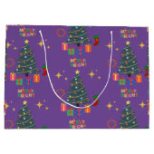 紫と明メリーるいクリスマスツリーのプレゼント ラージペーパーバッグ (裏面)
