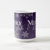 紫と明メリーるい雪のクリスマス コーヒーマグカップ (中央)