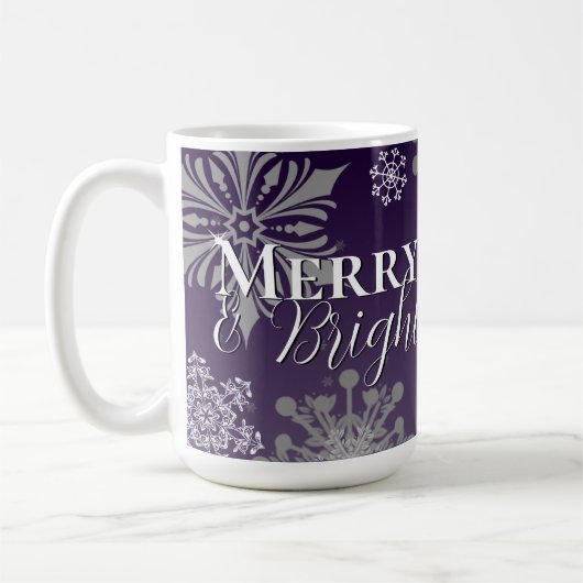 紫と明メリーるい雪のクリスマス コーヒーマグカップ (左)