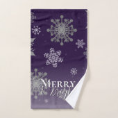 紫と明メリーるい雪のクリスマス バスタオルセット (ハンドタオル)