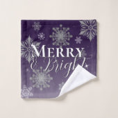 紫と明メリーるい雪のクリスマス バスタオルセット (ウォッシュタオル)