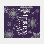 紫と明メリーるい雪のクリスマス フリースブランケット (正面(横))