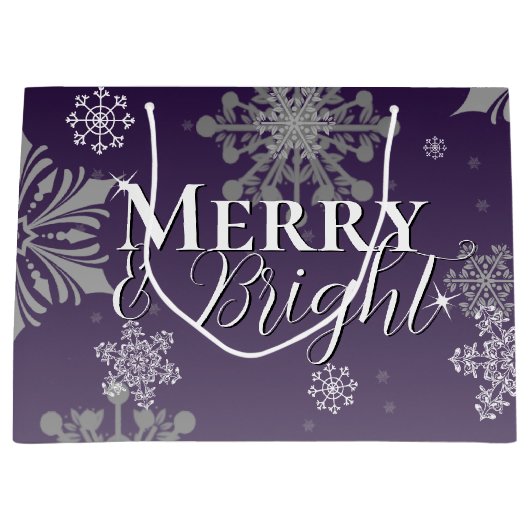 紫と明メリーるい雪のクリスマス ラージペーパーバッグ (正面)
