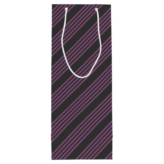 紫と木炭の五ストライプ色 ワインギフトバッグ (裏面)