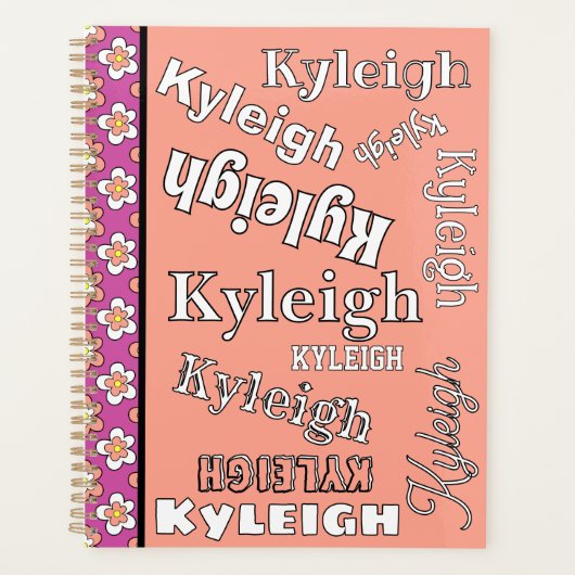 紫と桃のフローラのカスタマイズパーソナライズされた可能 プランナー手帳 (正面)