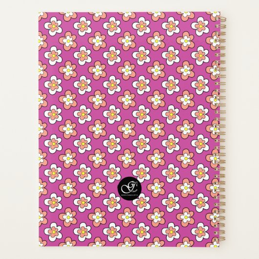 紫と桃のフローラのカスタマイズパーソナライズされた可能 プランナー手帳 (裏面)