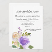 紫と桃の水色、カスタマイズ可能な誕生日 招待状 (正面/裏面)