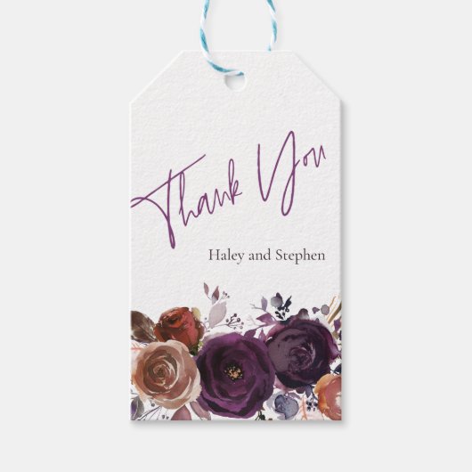 紫と梅パーソナライズされたの恵み ギフトタグ (正面)