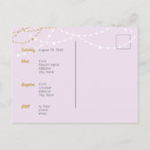 紫と淡い色の金ゴールド写真キンセアニェラ インビテーションポストカード (裏面)