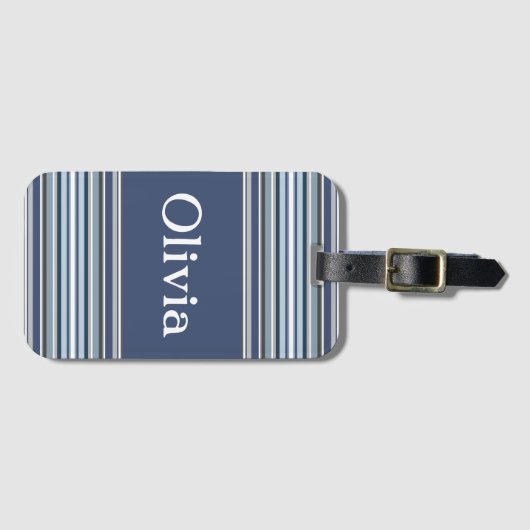 紫と灰色のストライプ ラゲッジタグ (正面横)