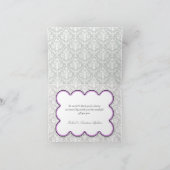 紫と灰色のダマスクエレガントサンキューカード サンキューカード (内部)