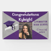 紫と灰色のビニールの卒業写真 横断幕 (横)