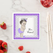 紫と灰色のベビーガールシャワー スタンダードカクテルナプキン (インサイチュ)