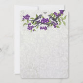 紫と灰色のヴィンテージ愛の鳥の結婚式の招待 招待状 (裏面)