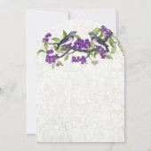 紫と灰色のヴィンテージ愛の鳥の結婚式の招待 招待状 (裏面)