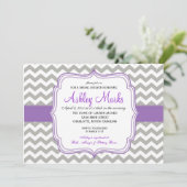 紫と灰色の山形の招待 招待状 (スタンド正面)